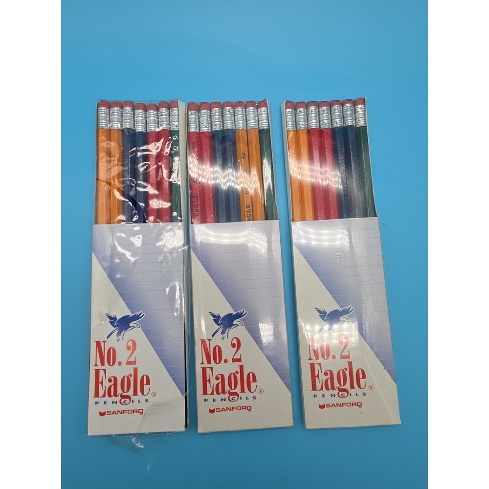 Vintage Wood Pencils Sanford No. 2 Eagle School HB Lead Made in USA 7 Pack